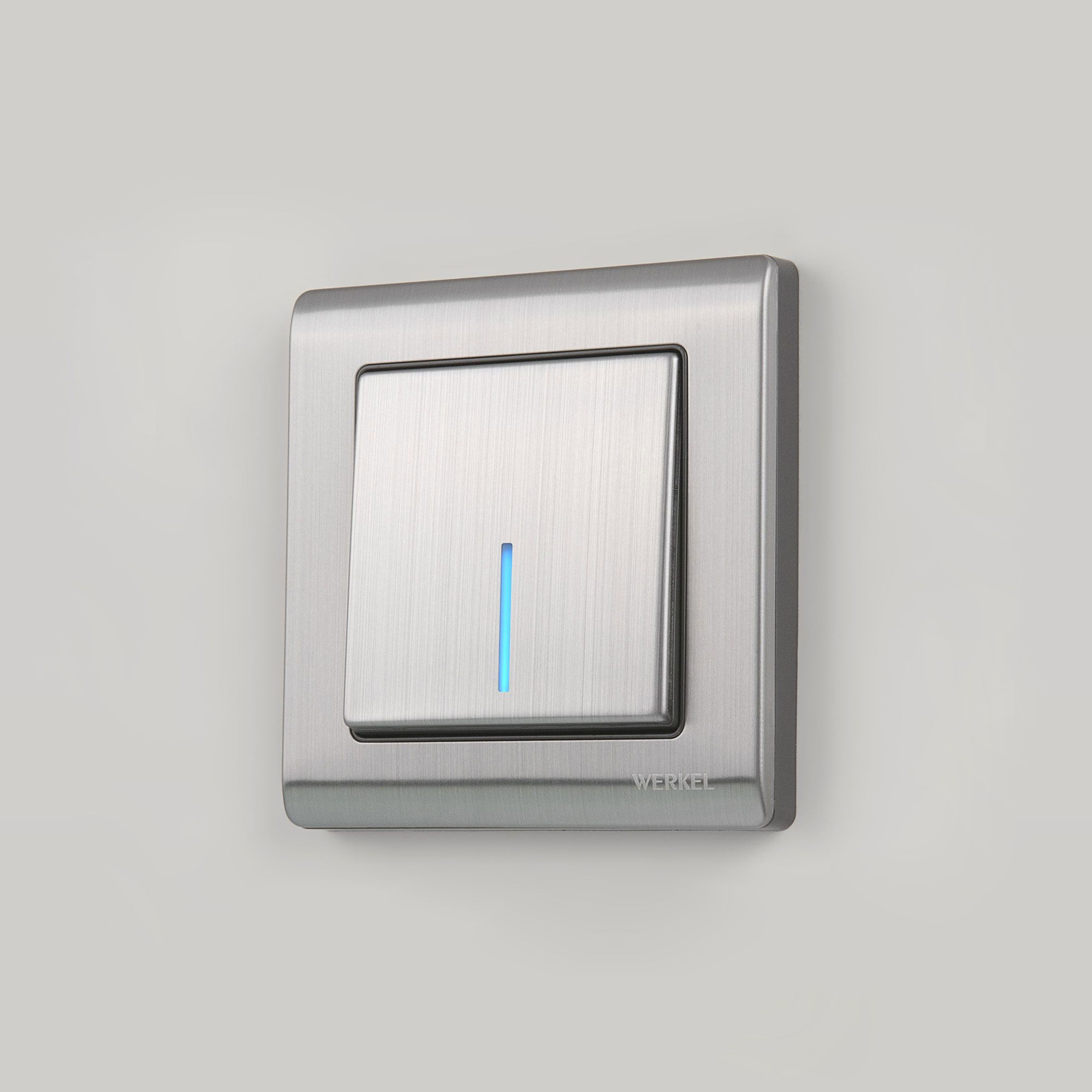 Выключатель одноклавишный проходной с подсветкой WERKEL (глянцевый никель) WL02-SW-1G-2W-LED / W1112102 / a030791