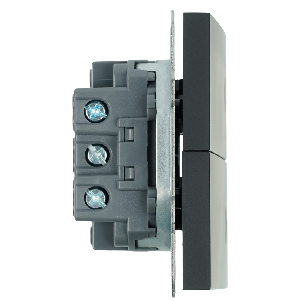 Выключатель 2-клавишный самовозвратный (механизм), STEKKER, 250В, 10А, серия Эмили, RSW10-5113-05, черный уголь, soft touch