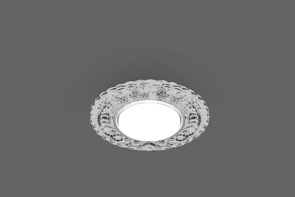 Светильник встраиваемый с белой LED подсветкой Feron CD4024 потолочный GX53 без лампы прозрачный Светильник встраиваемый с белой LED подсветкой Feron CD4024 потолочный GX53 без лампы прозрачный