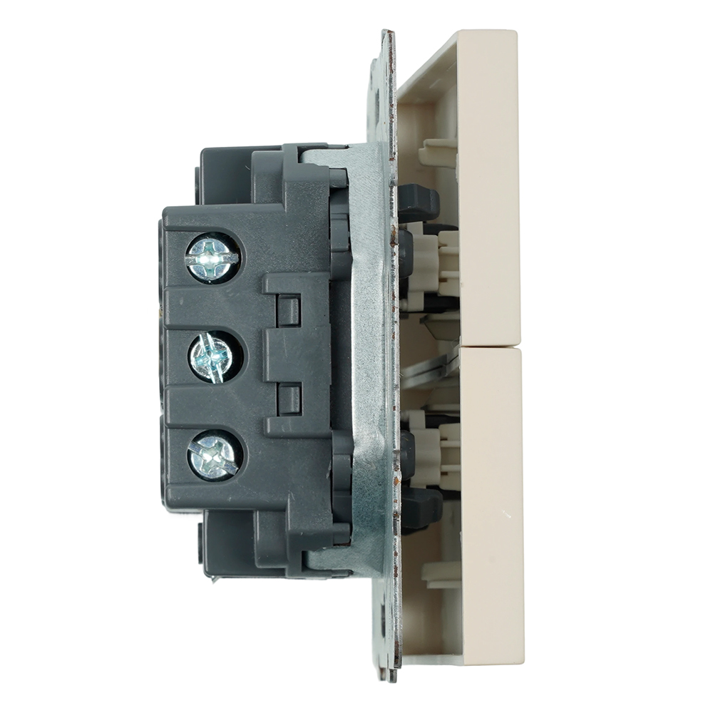 Переключатель 2-клавишный (механизм), STEKKER, 250В, 10А, серия Эмили, RSW10-5107-08, кашемир, soft touch