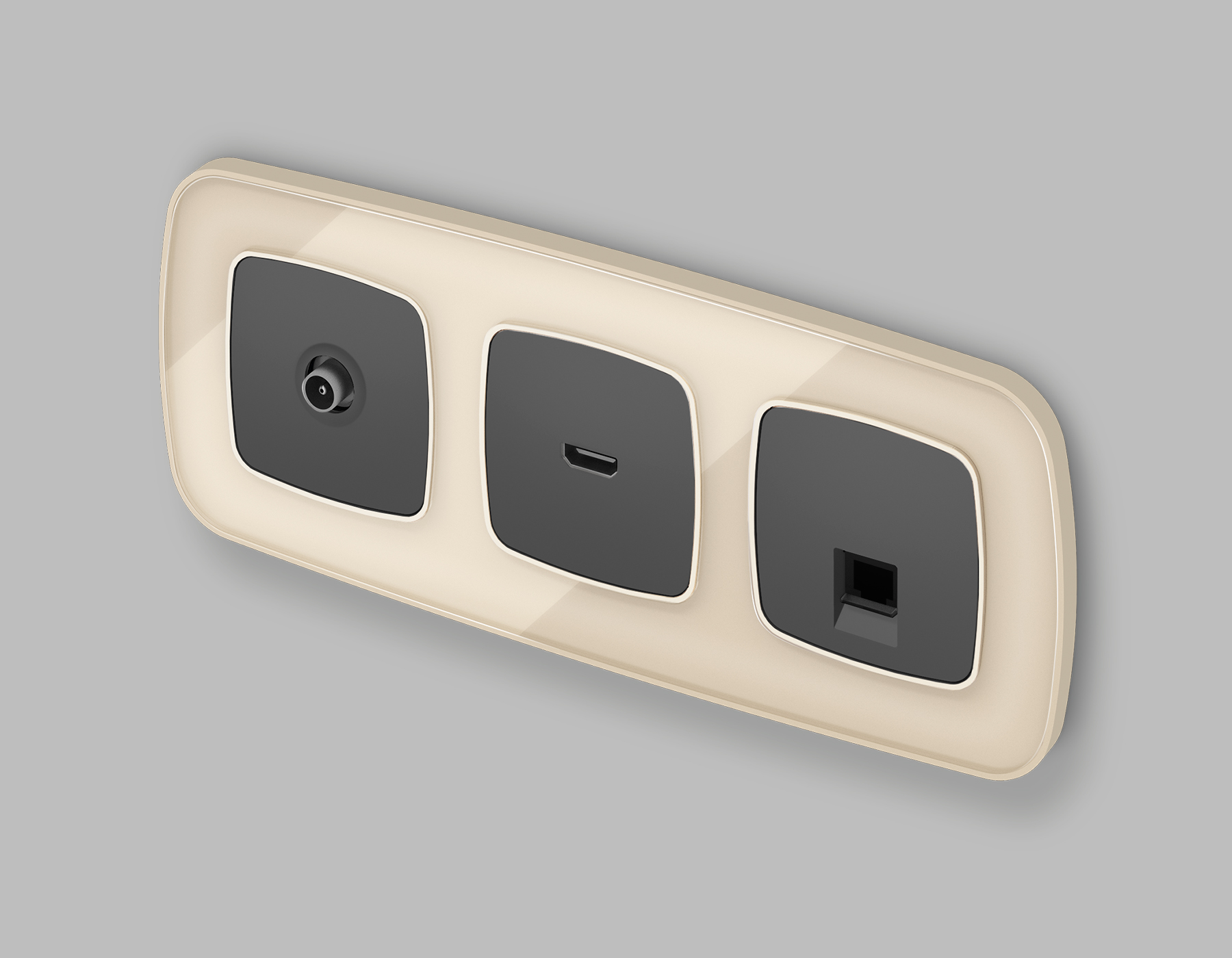 OP9130 Лицевая панель OMEGA (Графит Мягкое касание) для TV розетки QUANT