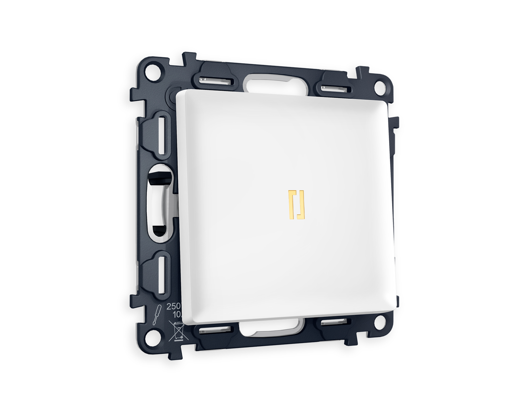 MA122010 Комплект механизма 1-кл выключателя с подсветкой 3200K ALFA Белый матовый QUANT (AP1220, VM101, G11Y)