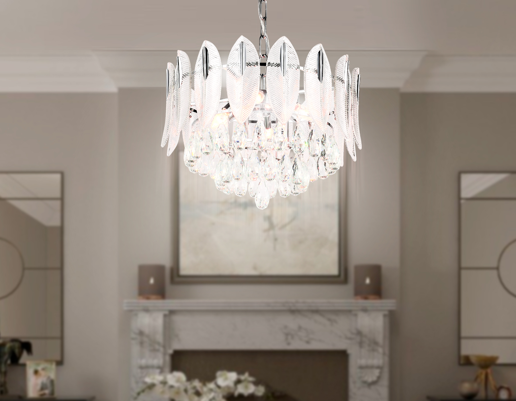 Подвесная люстра Ambrella TR5182/8 CH/CL хром/прозрачный E14/8 max 40W D600*1150