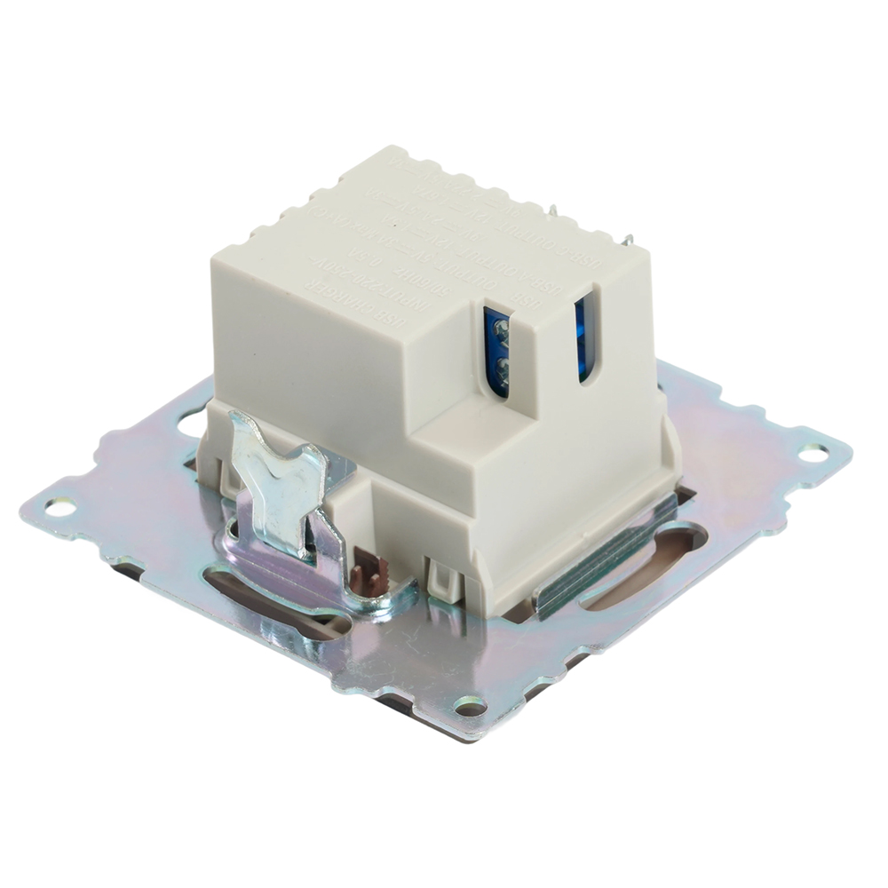 Розетка 2-местная USB + type C, STEKKER GLS10-7116-04, 250В, 3А, max 20W,серия Катрин, шоколад