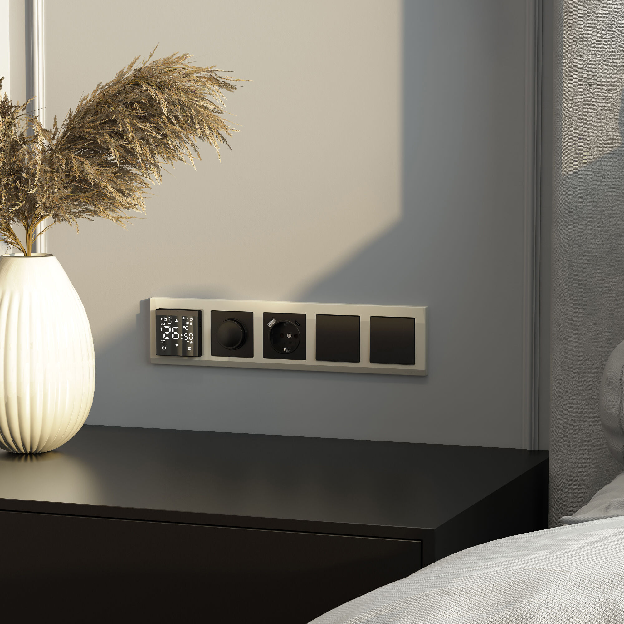 Выключатель одноклавишный WERKEL (черный матовый) WL08-SW-1G / W1110008 / a029851