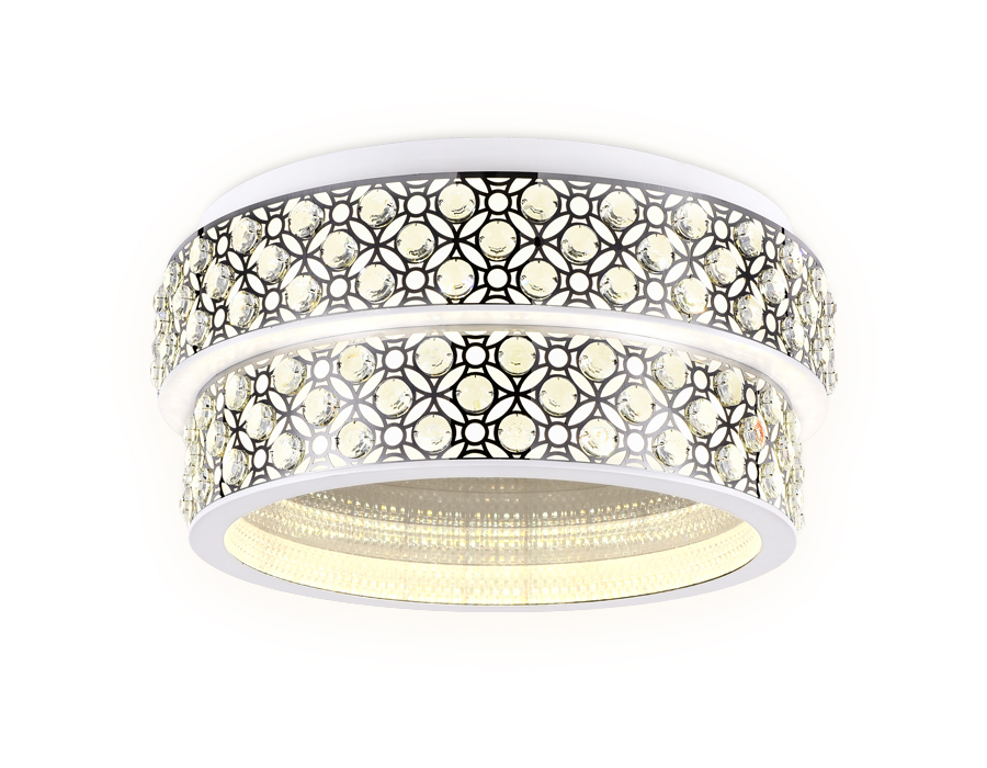 Потолочный светодиодный светильник  Ambrella с пультом FA9438 WH/CH белый/хром 164W