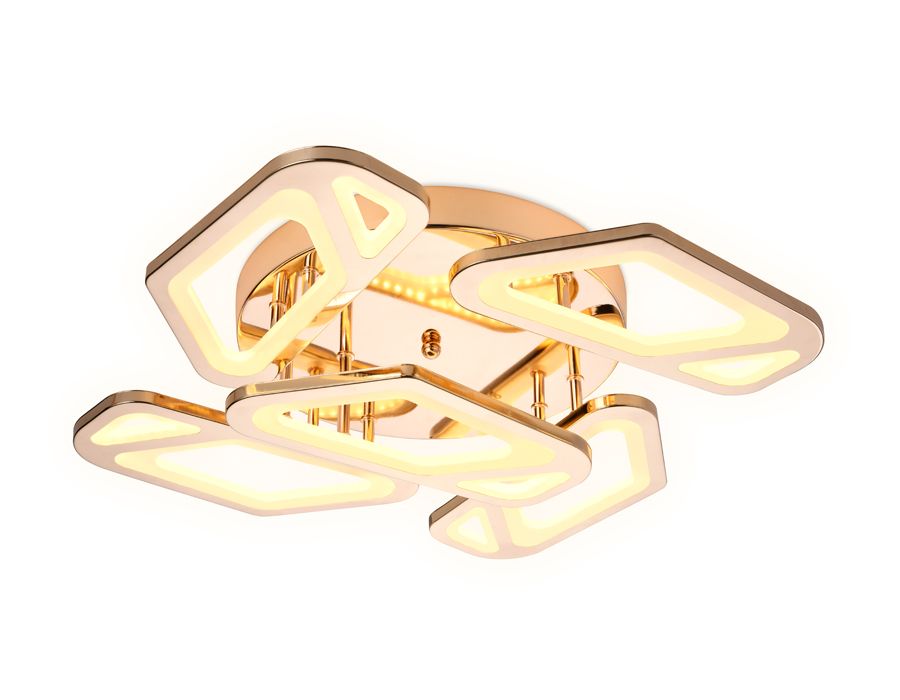 Потолочный светодиодный светильник с пультом Ambrella FA589/5 GD золото 113W 590*590*120 (ПДУ РАДИО 2.4G)