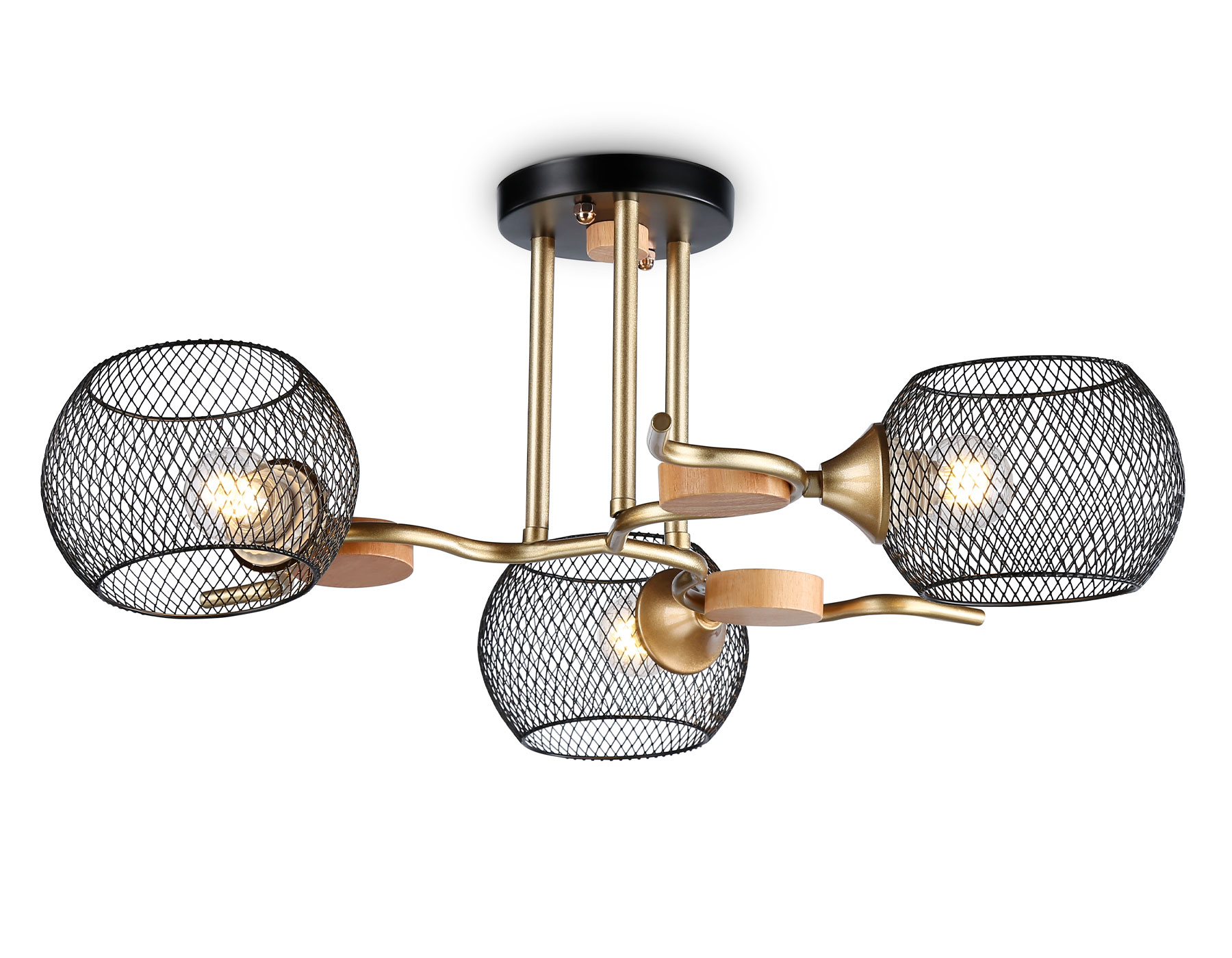 Светильник потолочный Ambrella TR80164/3 BK/GD черный/золото E27/3 max 40W D580*220