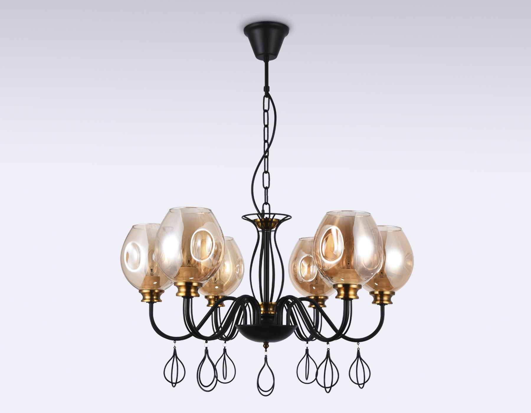 Подвесная люстра Ambrella TR9055 черынй/янтарь E27 max 40W D700*850