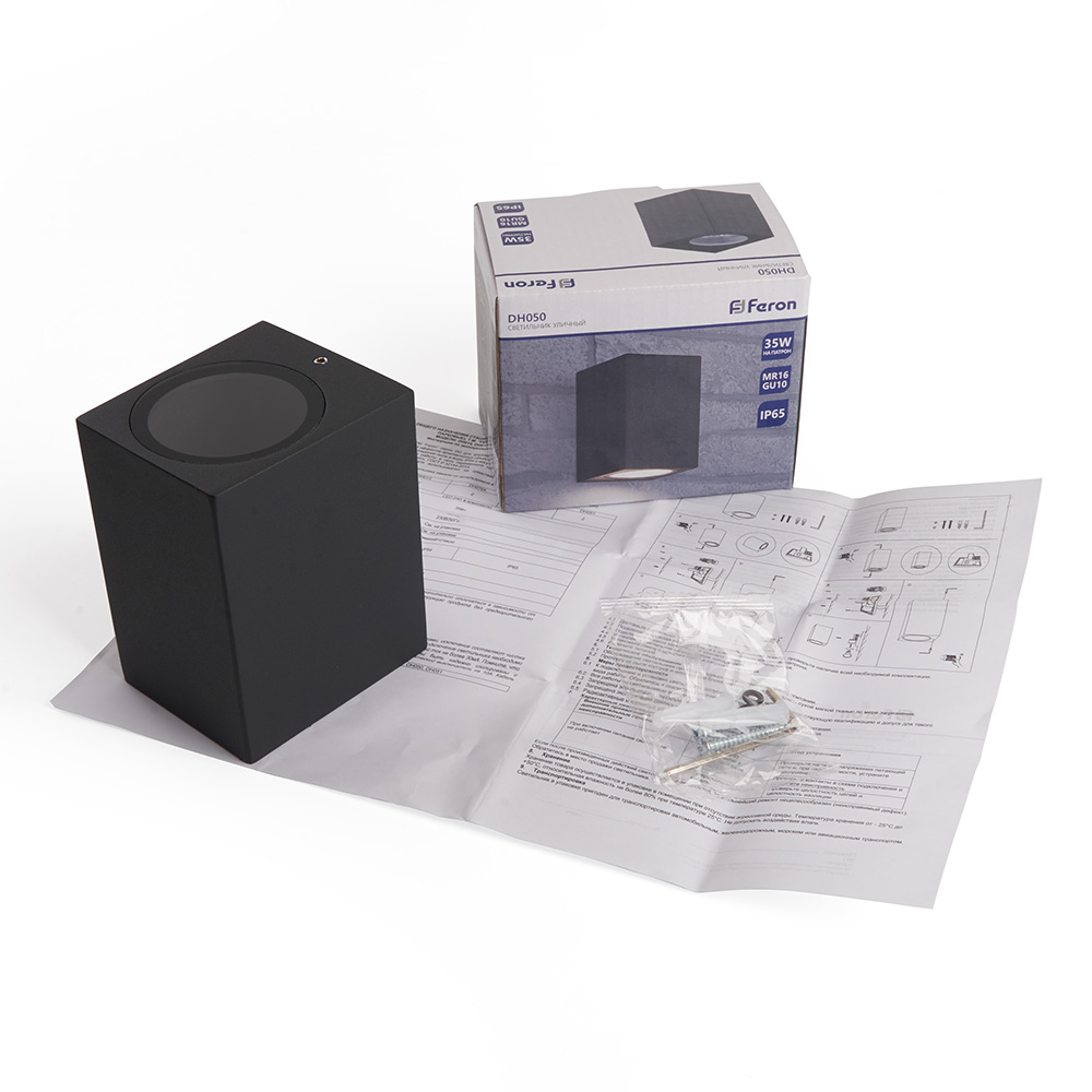 Светильник садово-парковый Feron DH050,на стену, GU10 230V, черный Светильник садово-парковый Feron DH050,на стену, GU10 230V, черный