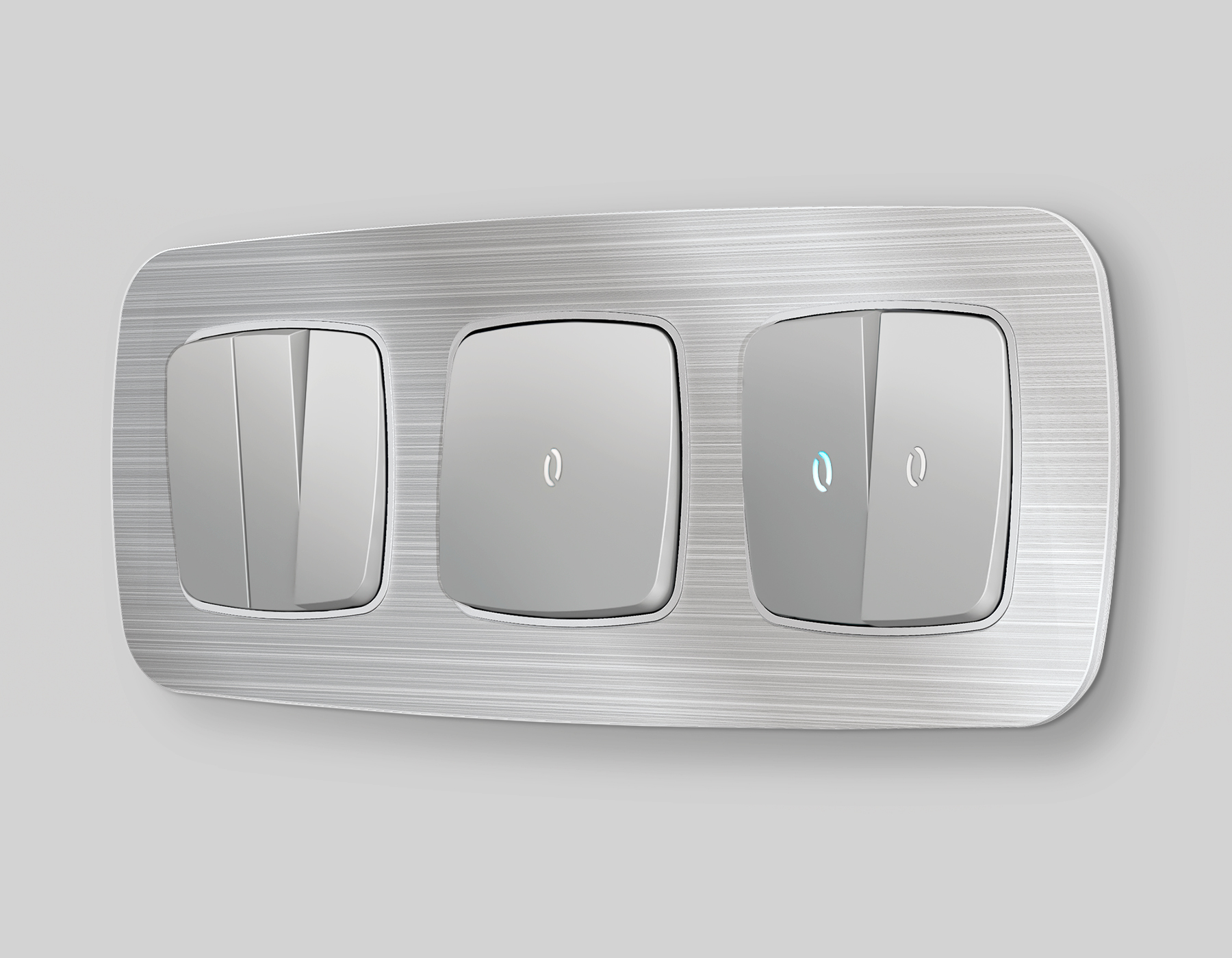 OP4020 Лицевая панель OMEGA (Серебро глянец) для 1-кл выключателей с подсветкой QUANT