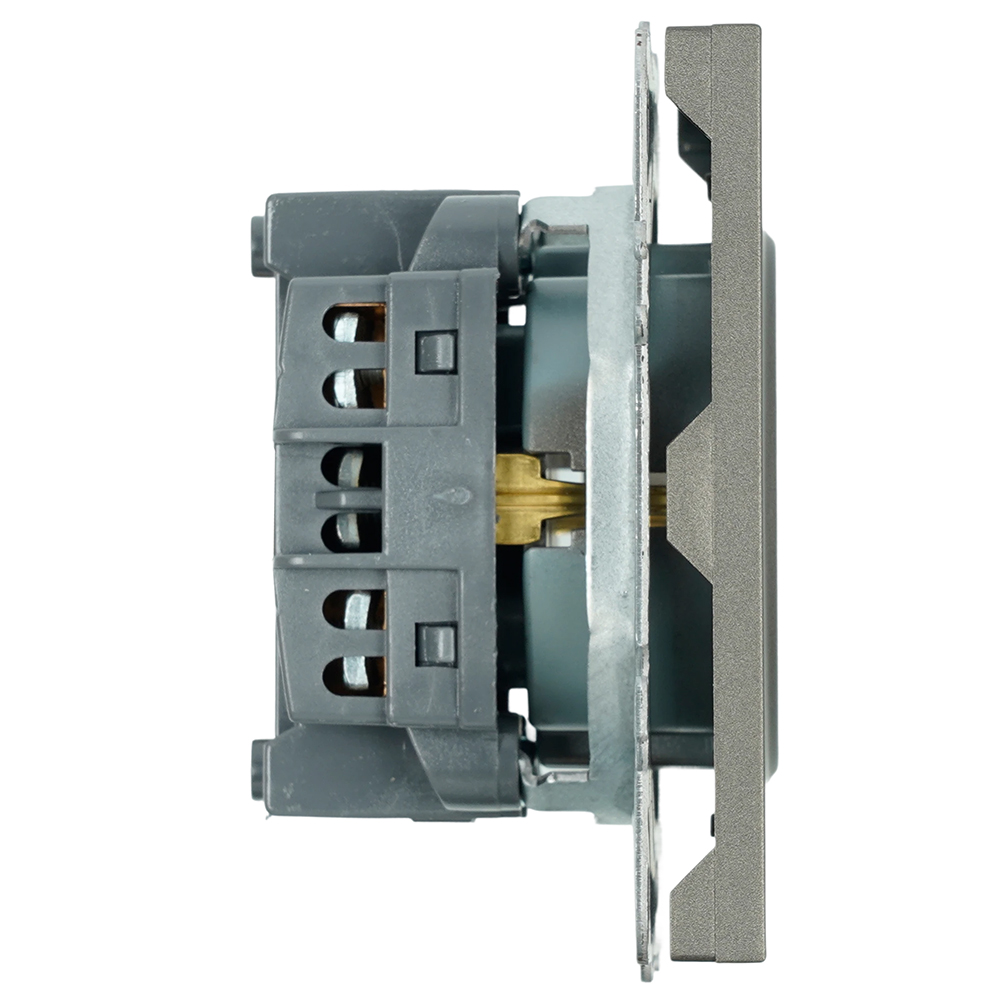 Розетка 1-местная с защитной шторкой с/з (механизм), STEKKER, 250В, 16А, серия Эмили, RST16-5110-09, антрацит, soft touch