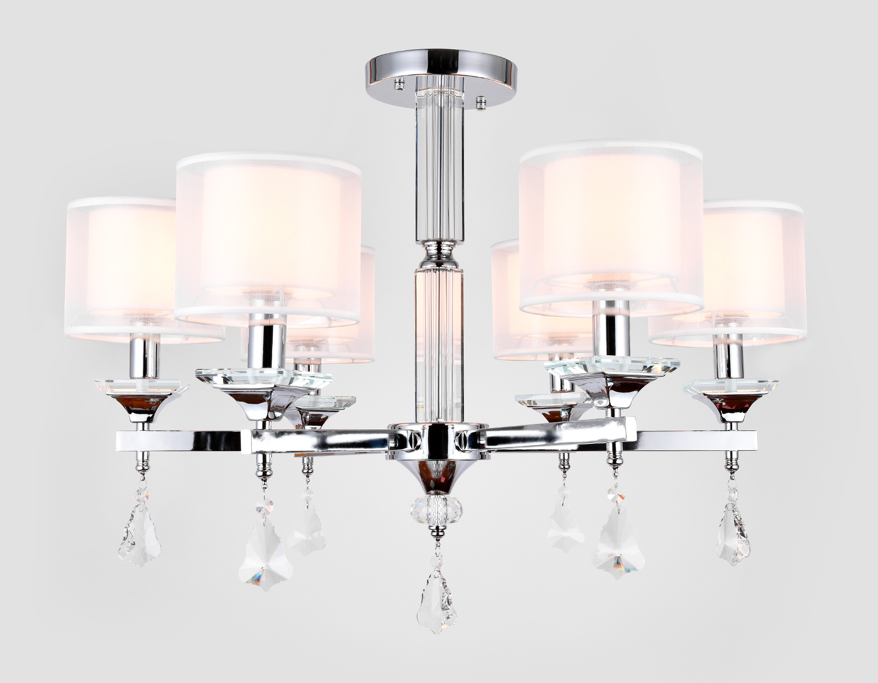 Подвесная люстра с хрусталем Ambrella TR4533/6 CH/WH хром/белый E14/6 max 40W D700*560