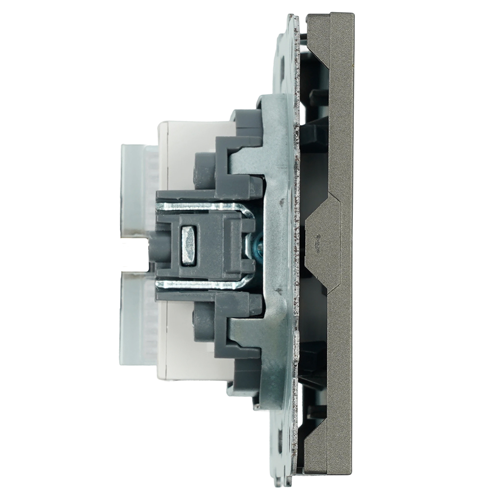 Розетка компьютерная 2-местная RJ-45 (механизм), STEKKER, серия Эмили, RST00-5111-09, антрацит, soft touch