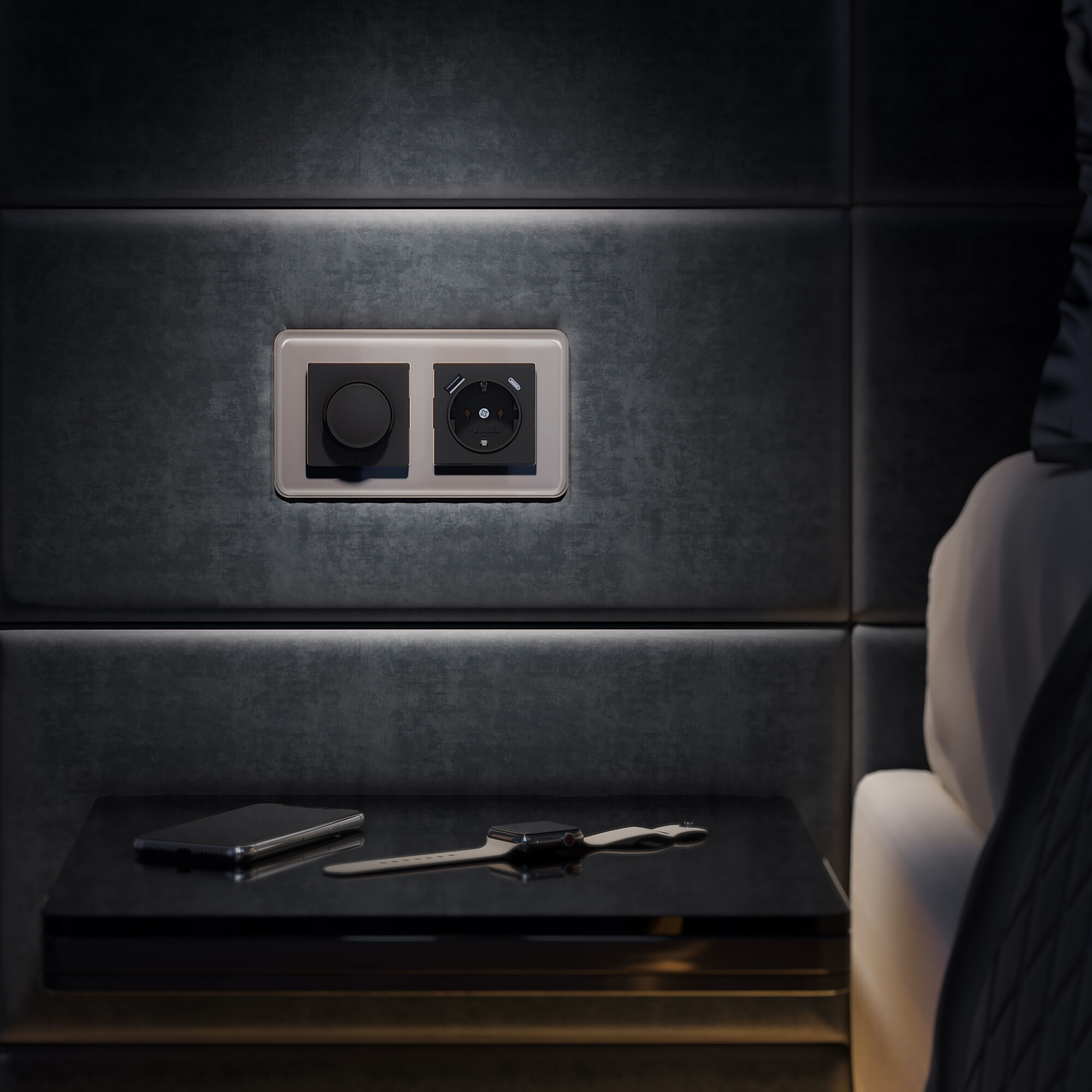 Рамка WERKEL на 2 поста Elite (дымчатый, стекло) W0022417