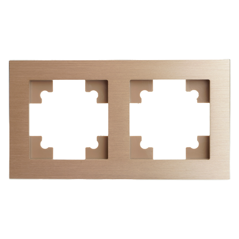 Рамка 2-местная, металл, STEKKER, MFR00-7002-02 , серия Катрин, шампань