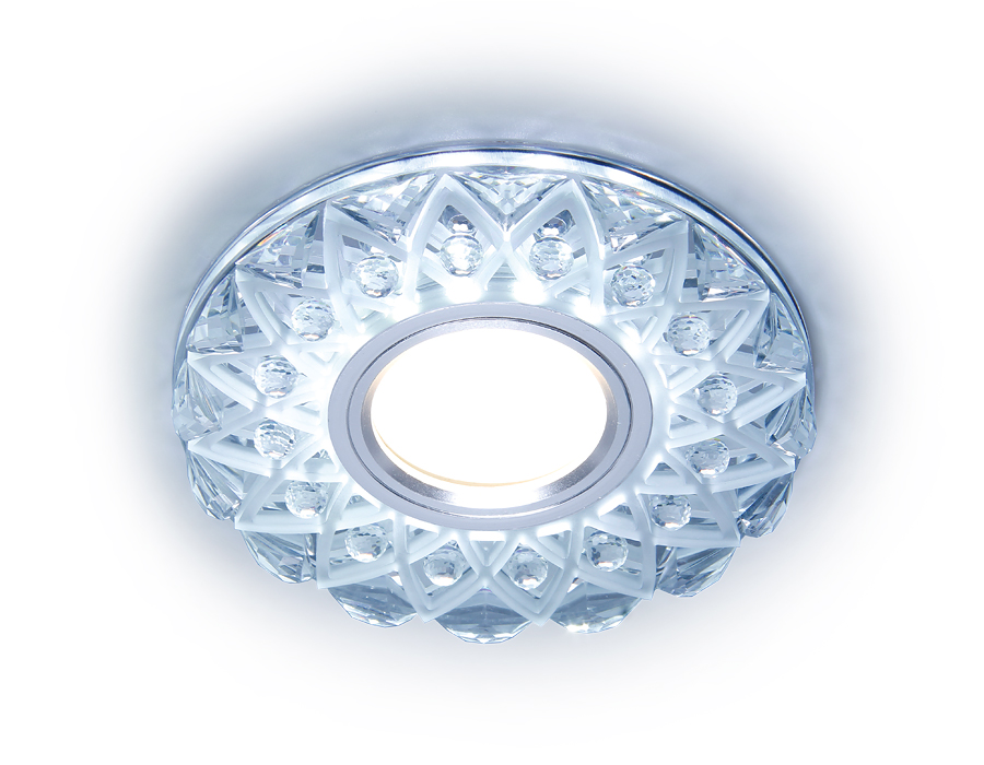 Встраиваемый точечный светильник Ambrella с LED подсветкой S375 CL/FR прозрачный/матовый GU5.3+3W