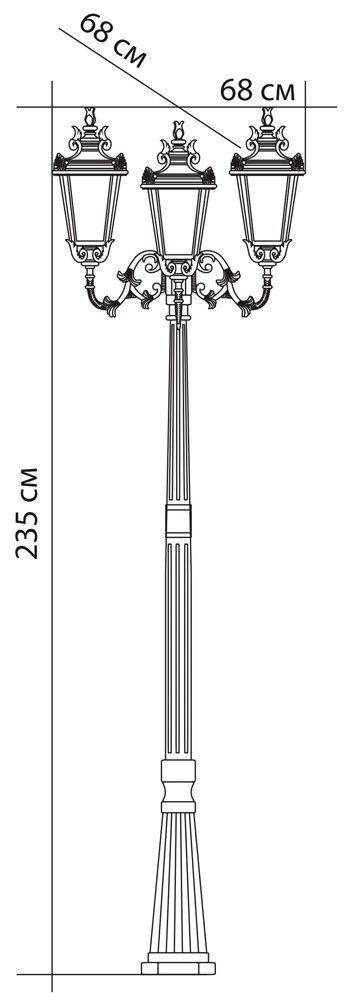 Светильник садово-парковый Feron PL4009 столб круглый 3*60W 230V E27, черное золото Светильник садово-парковый Feron PL4009 столб круглый 3*60W 230V E27, черное золото