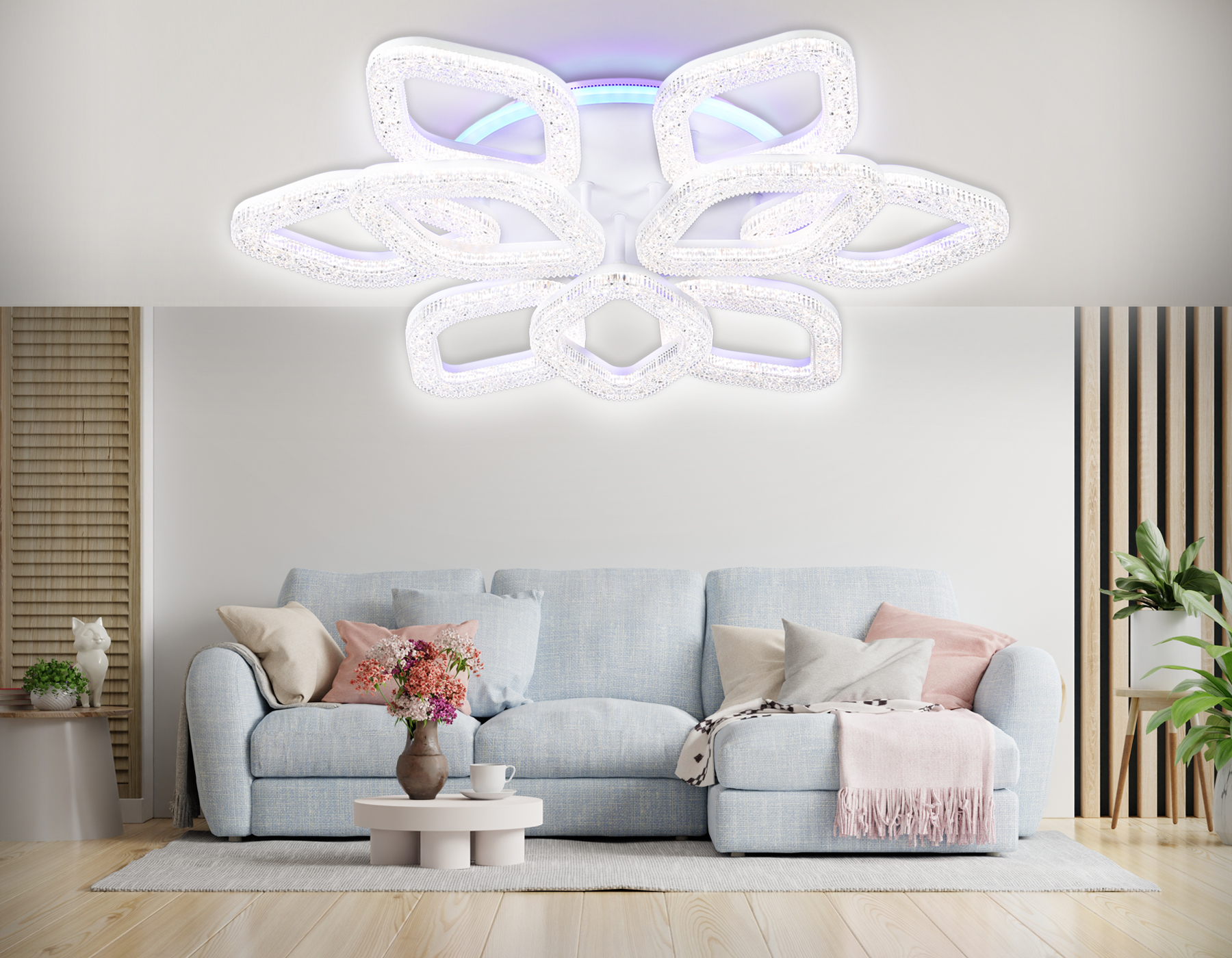 Потолочный LED светильник FA3929/6+3 WH белый 180W 3000K/4200K/6400K+RGB D680*110 (ПДУ РАДИО 2.4G)