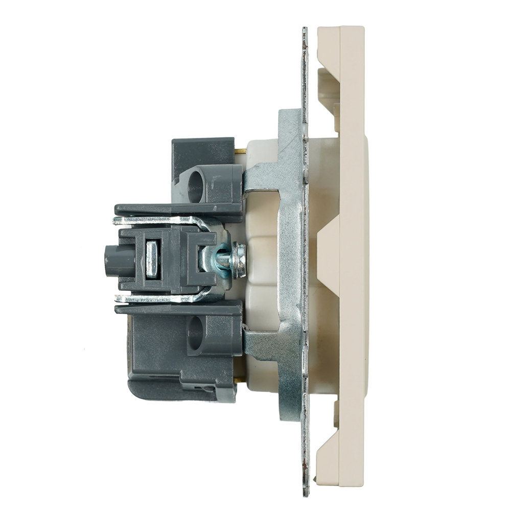 Розетка 1-местная с защитной шторкой с/з (механизм), STEKKER, 250В, 16А, серия Эмили, RST16-5110-08, кашемир, soft touch