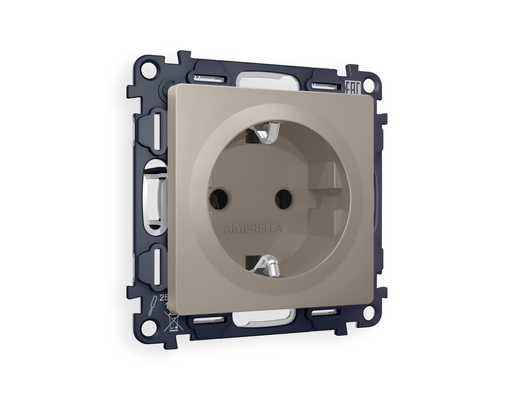 MA366010 Комплект механизма электрической розетки ALFA Серо-бежевый матовый с/з на винтовых зажимах QUANT (AP3660, VM141)