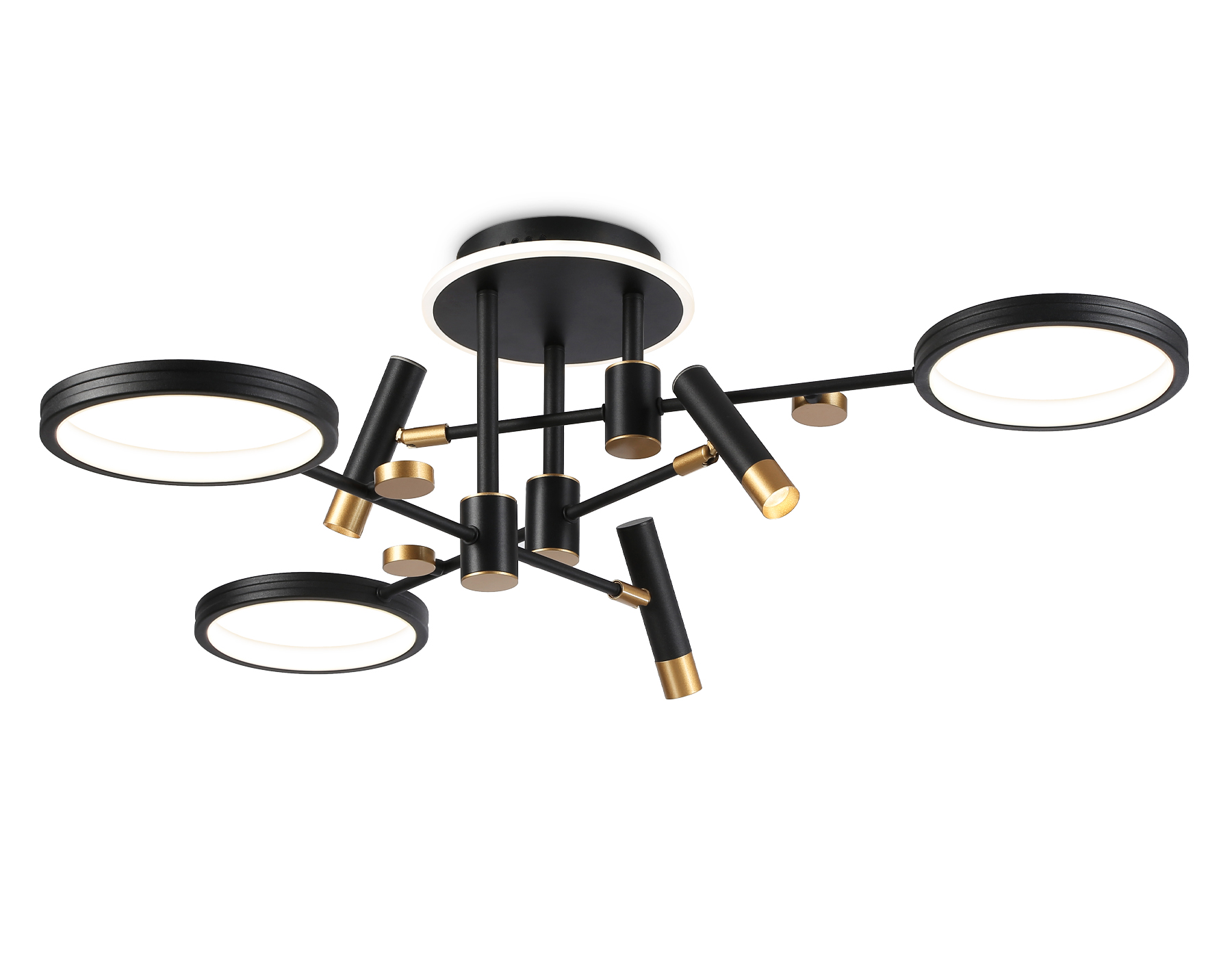 FL51647/3+3 BK/GD черный/золото 76W 3000K-6400K D700*300 (ПДУ ИК)