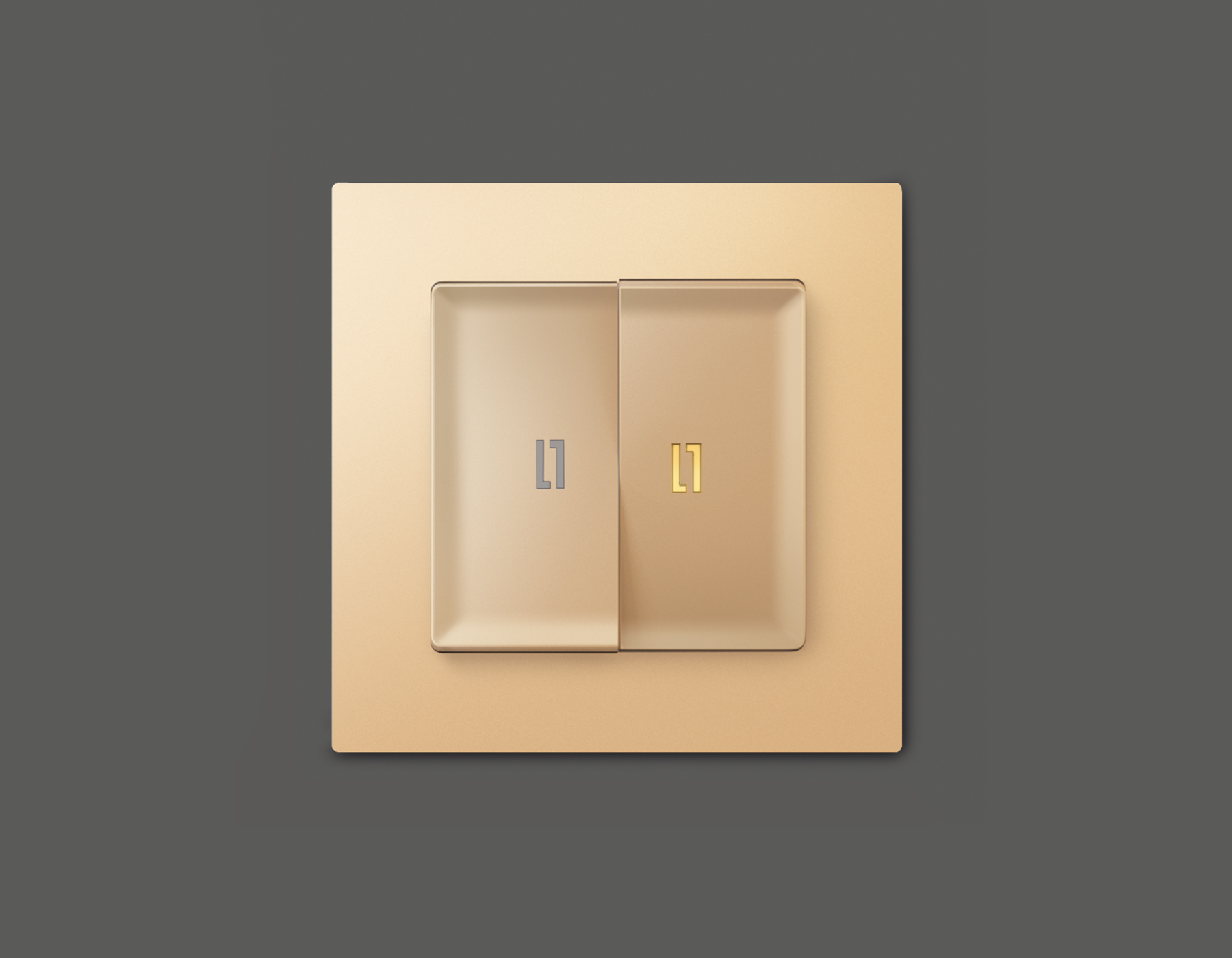 MA604010 Комплект механизма 2-кл выключателя с подсветкой 3200K ALFA Шампань QUANT (AP6040, VM115, G11Y)