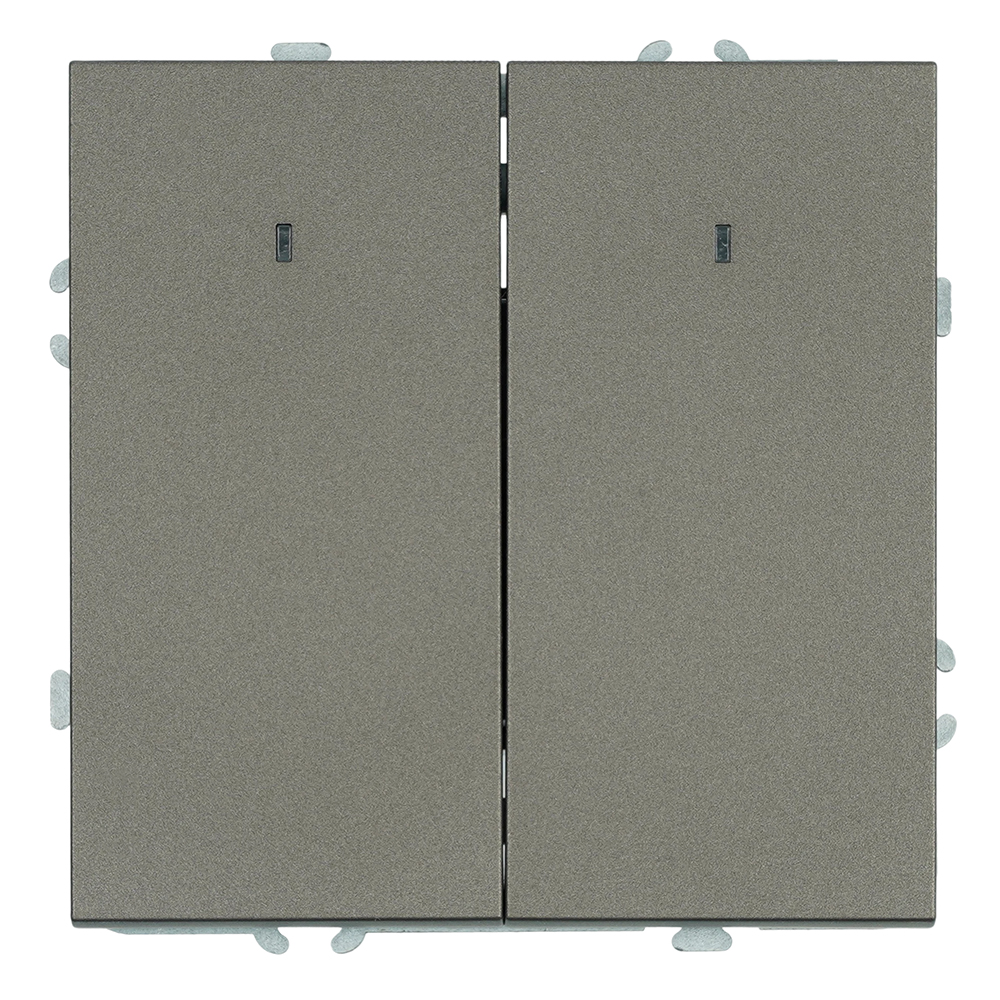 Выключатель 2-клавишный c индикатором (механизм), STEKKER, 250В, 10А, серия Эмили, RSW10-5102-09, антрацит, soft touch