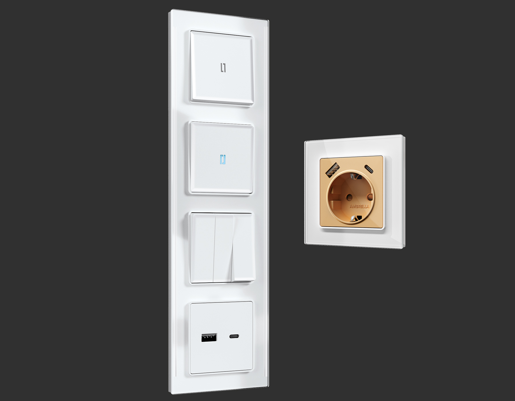 AF380101 Рамка ALFA Platos (Белый Стекло закаленное натуральное) 1-ая