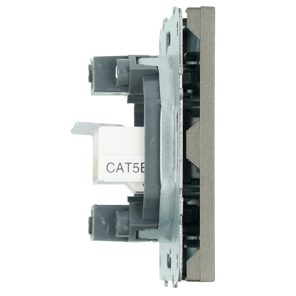 Розетка компьютерная 2-местная RJ-45 (механизм), STEKKER, серия Эмили, RST00-5111-09, антрацит, soft touch