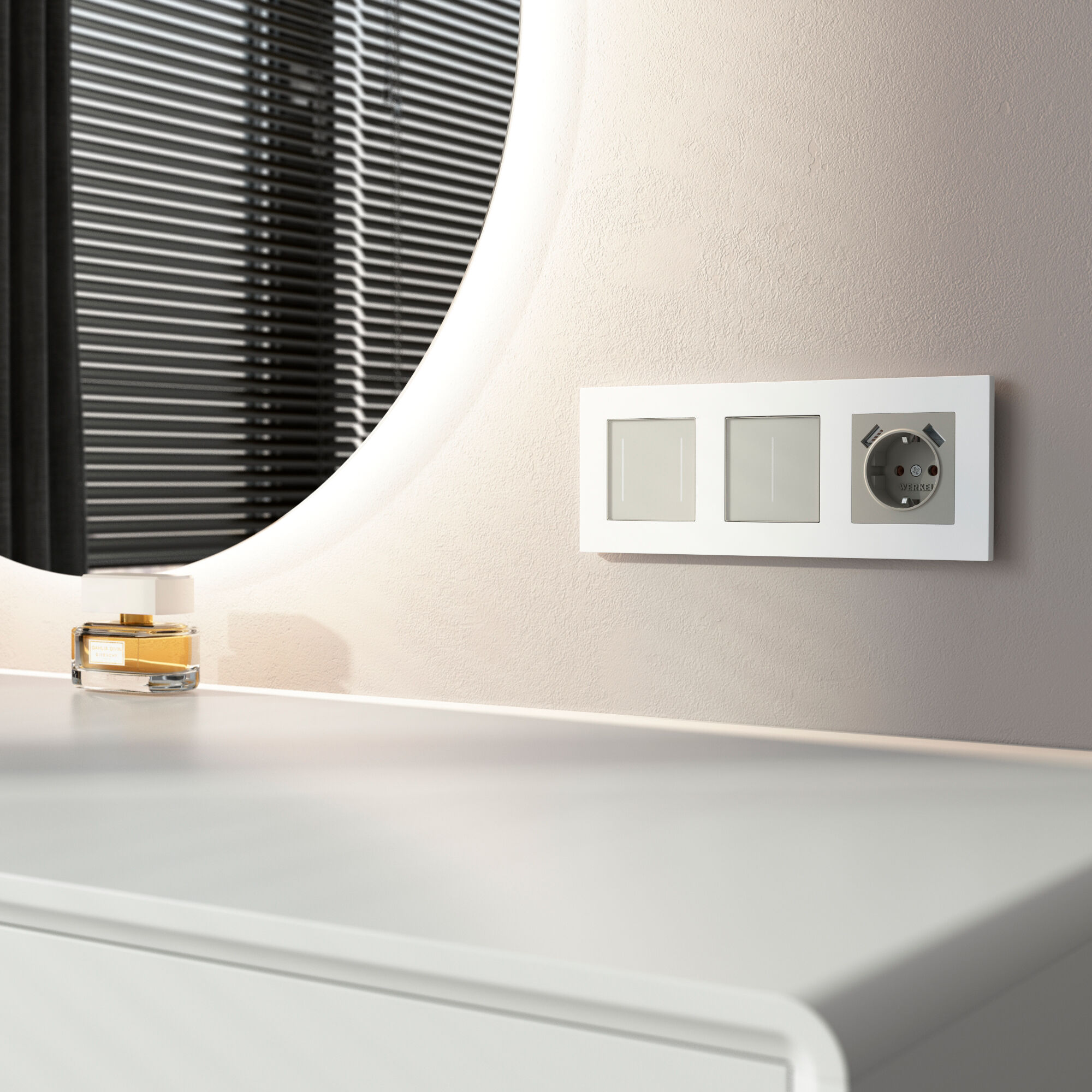 W4522014/ Сенсорный выключатель двухклавишный с подсветкой (дымчатый) W4522014