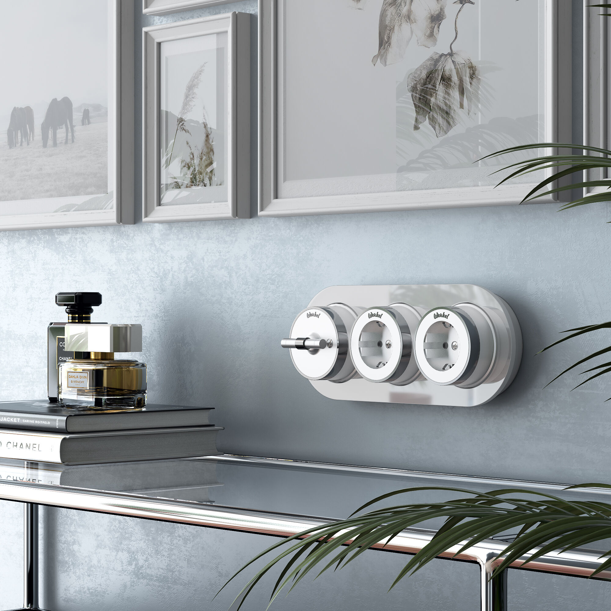 Розетка с заземлением Vintage Werkel (белый матовый/хром) W5871050