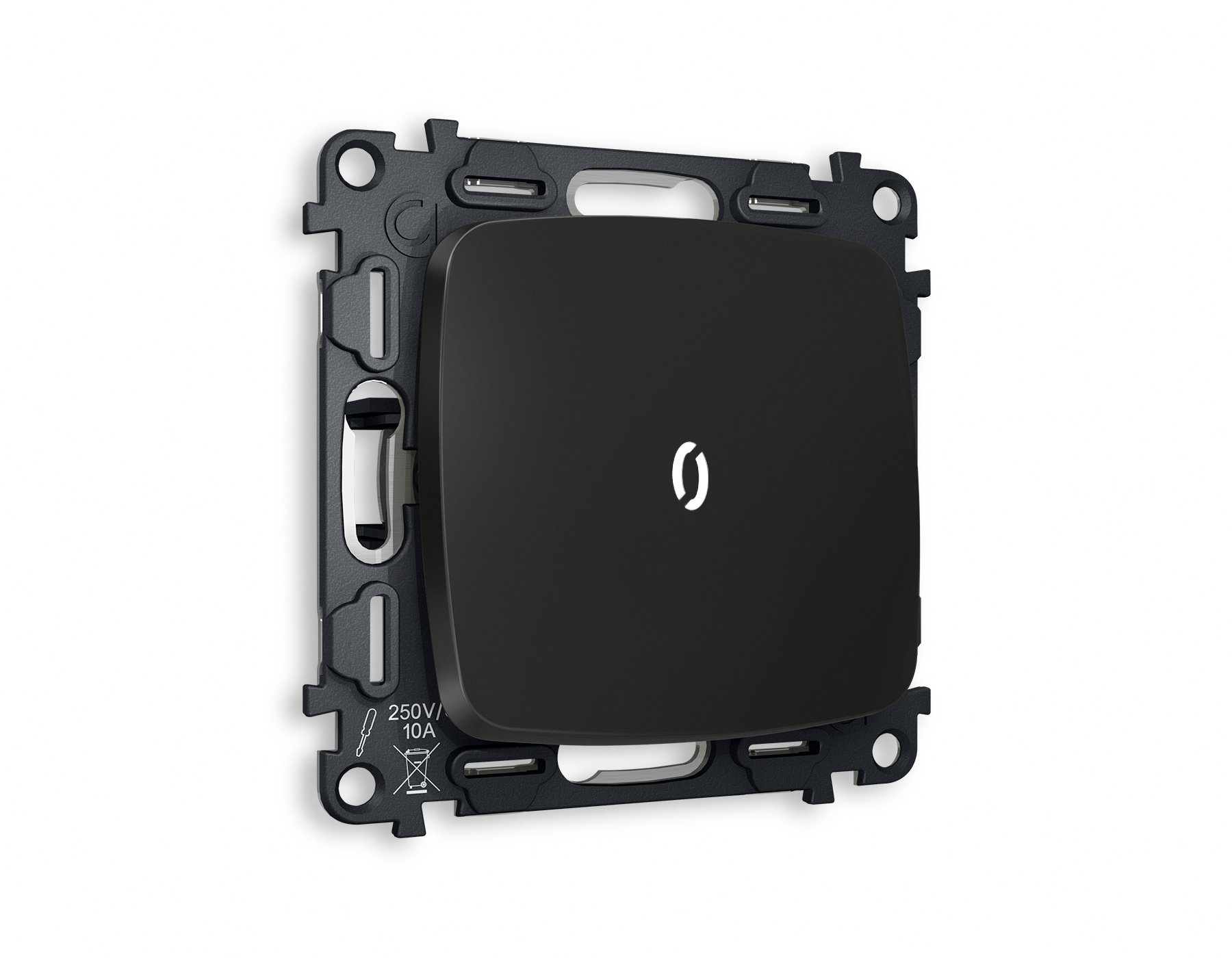 MO802015 Комплект механизма 1-кл выключателя с подсветкой 5600K OMEGA Черный матовый QUANT (OP8020, VM101, G14W)