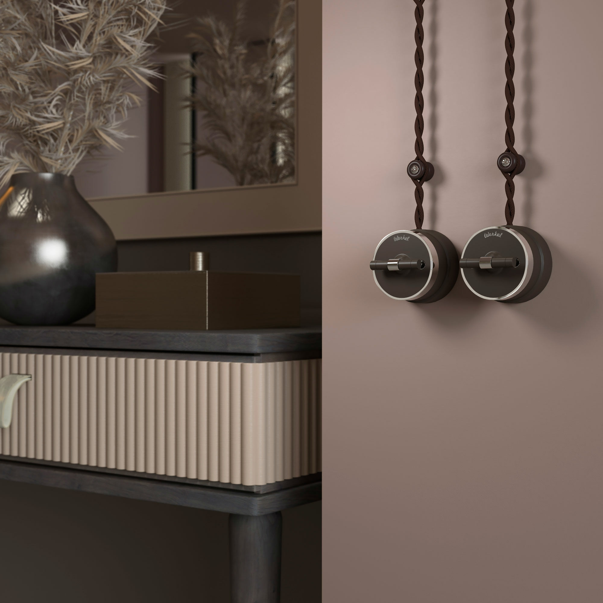 Выключатель на 4 положения двухклавишный Vintage Werkel (мокко матовый/хром) W5822052