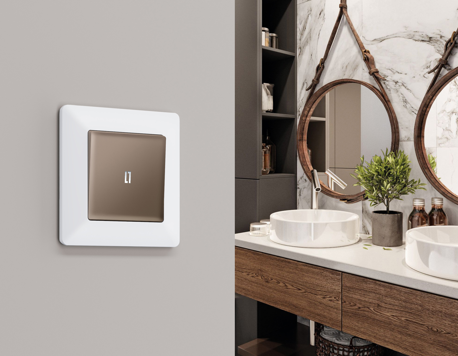 AP6320 Лицевая панель ALFA (Темная бронза матовый) для 1-кл выключателей с подсветкой QUANT