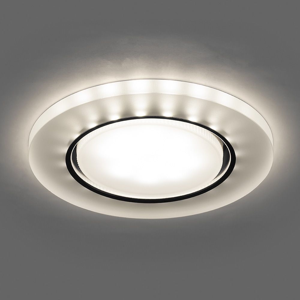 Светильник встраиваемый с белой LED подсветкой Feron CD5020 потолочный GX53 без лампы, белый матовый Светильник встраиваемый с белой LED подсветкой Feron CD5020 потолочный GX53 без лампы, белый матовый