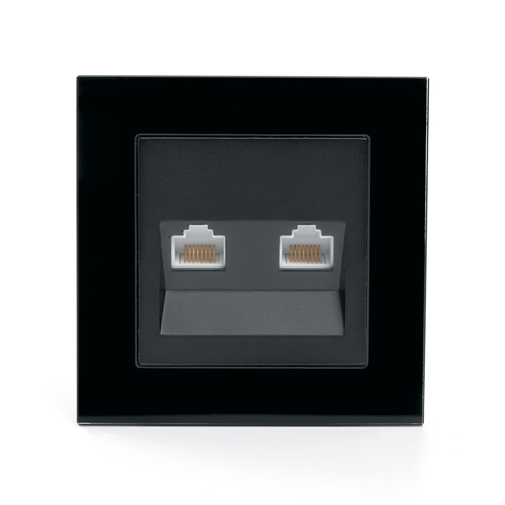 Розетка компьютерная 2-местная RJ-45 ,STEKKER ,GLS00-7006-05, серия Катрин, черный