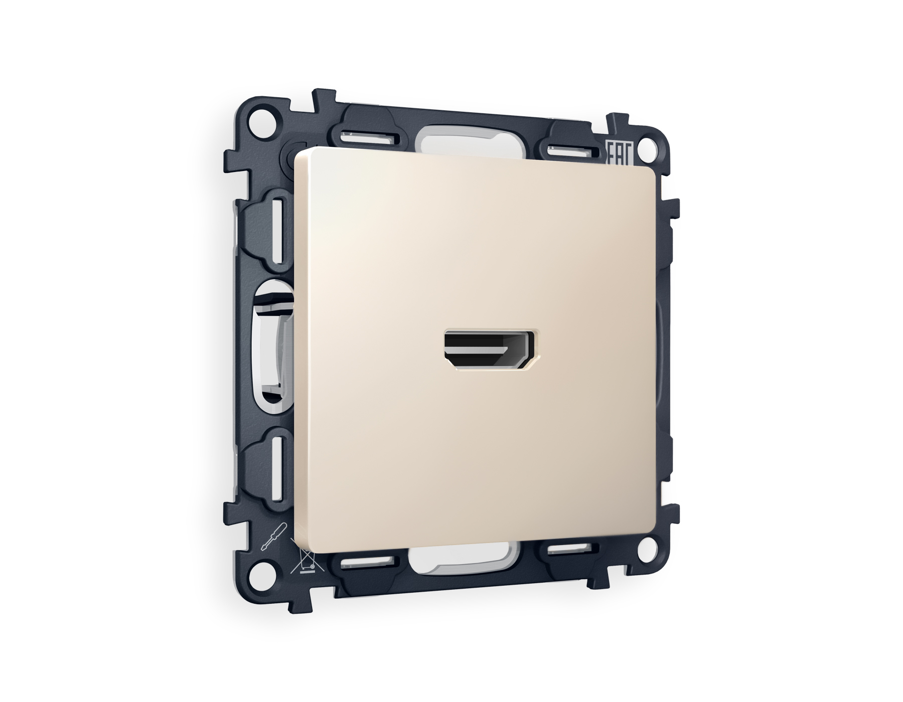 MA334010 Комплект механизма розетки HDMI 2.0 ALFA Бежевый матовый 40V/500mA 2.0GHz 5-18Gbit/s QUANT (AP3340, VM222)