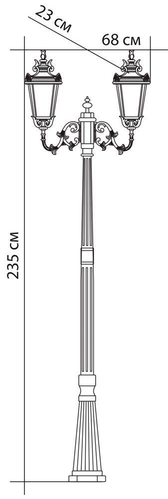 Светильник садово-парковый Feron PL4008 столб круглый 2*60W 230V E27, черное золото Светильник садово-парковый Feron PL4008 столб круглый 2*60W 230V E27, черное золото