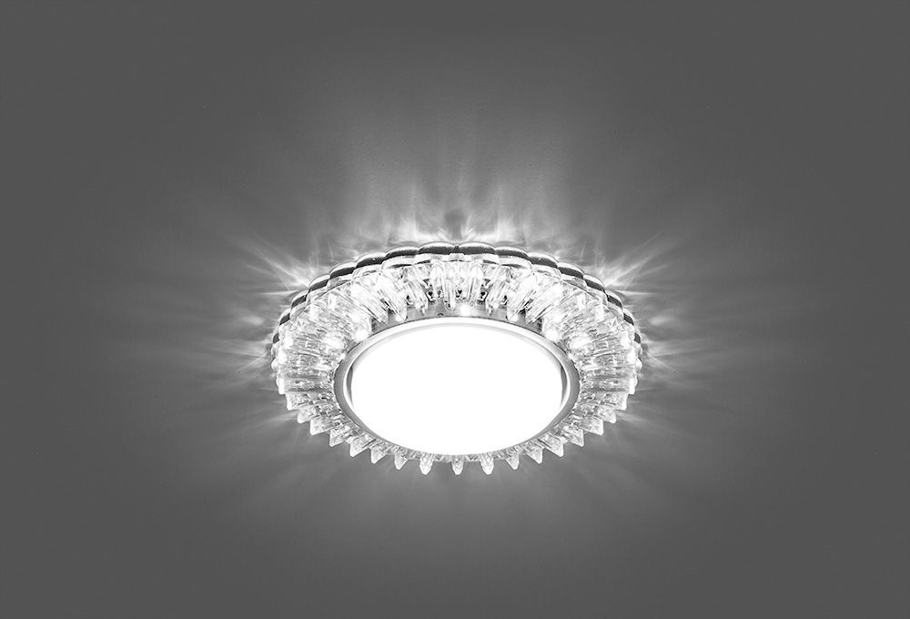 Светильник встраиваемый с белой LED подсветкой Feron CD4025 потолочный GX53 без лампы прозрачный Светильник встраиваемый с белой LED подсветкой Feron CD4025 потолочный GX53 без лампы прозрачный