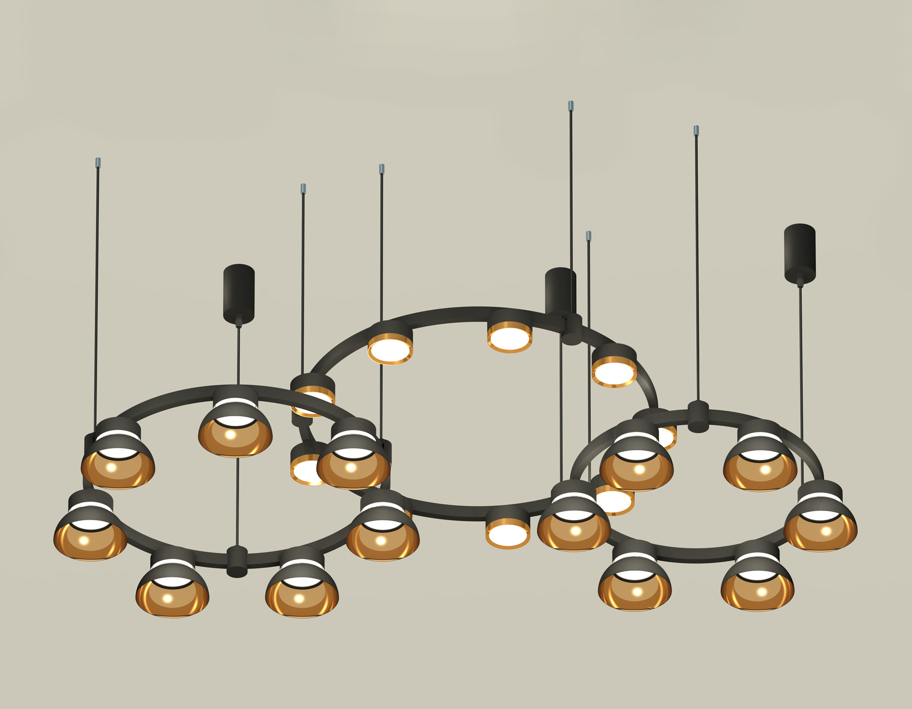 Подвесной светильник Ambrella Techno Ring XR92092000/22 SBK/PYG/CL черный песок/золото желтое полированное/прозрачный GX53