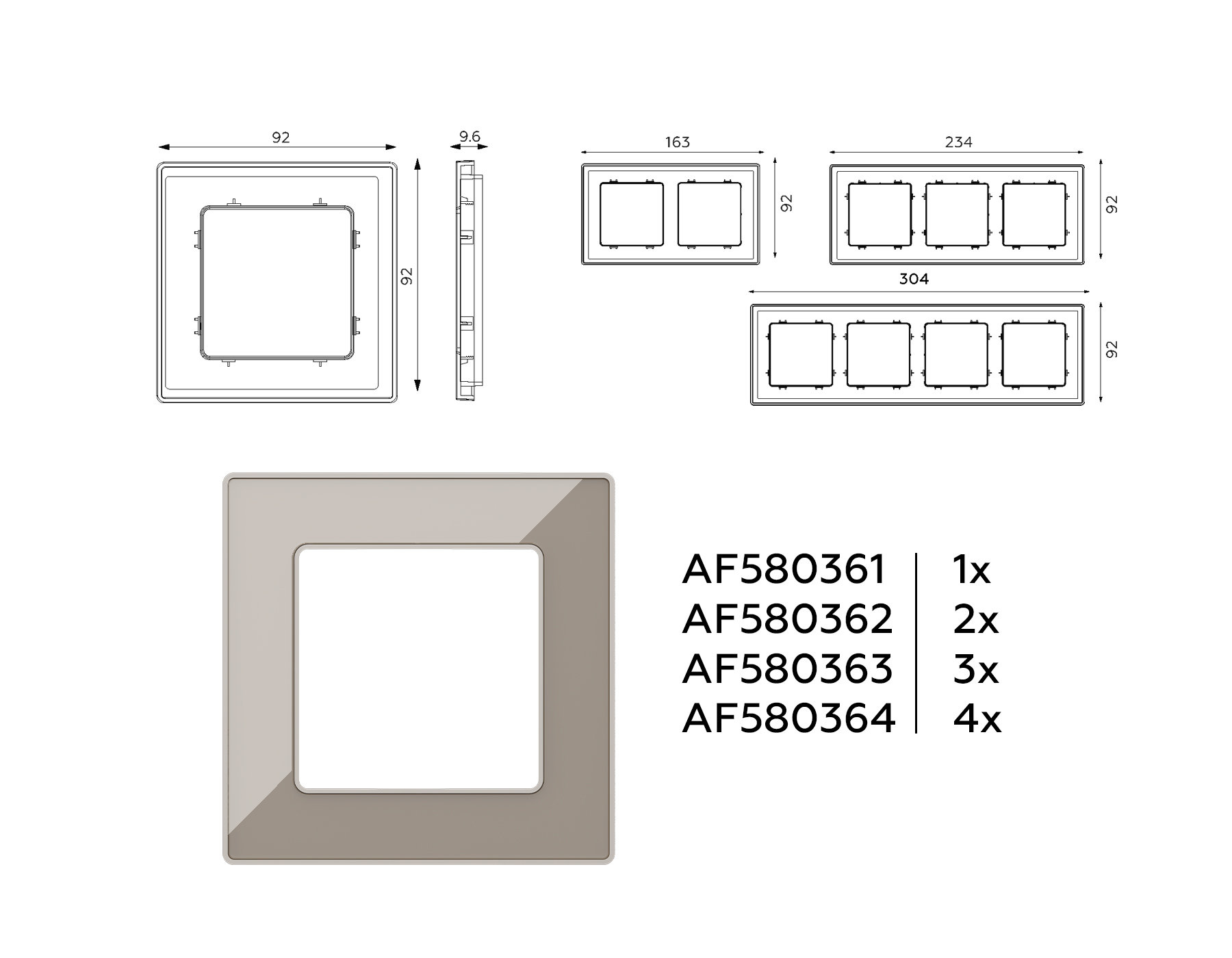 AF580364 Рамка ALFA Arctic (Серо-бежевый Стекло органическое) 4-ая