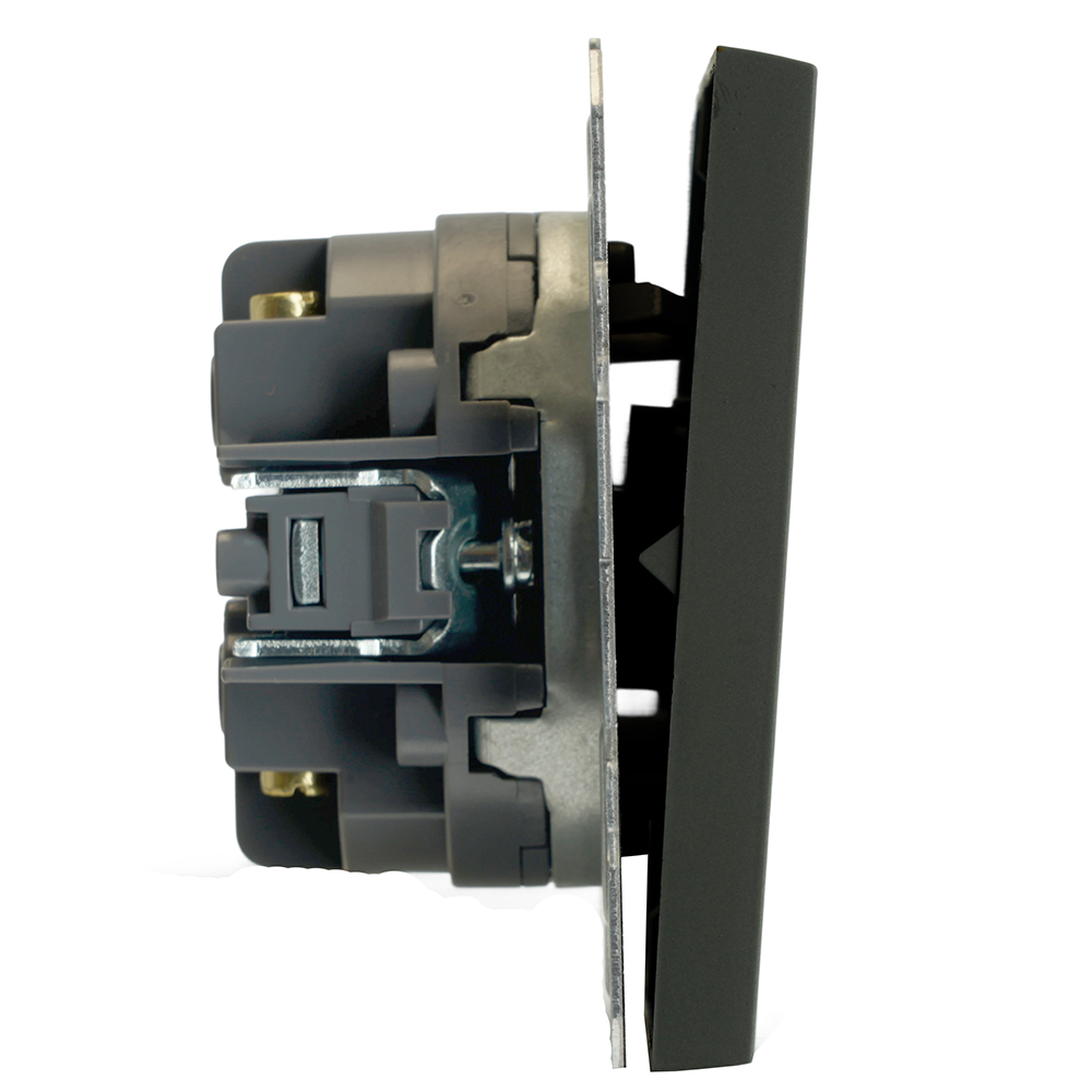 Переключатель перекрестный 2-клавишный (механизм), STEKKER, 250В, 10А, серия Эмили, RSW10-5111-01, черный уголь, soft touch