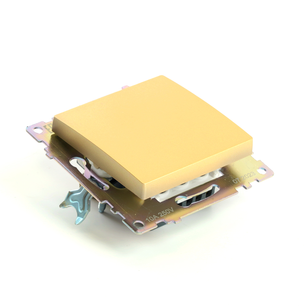 Переключатель 1-клавишный (механизм), STEKKER, GLS10-7105-08, 250В, 10А, серия Катрин, золото