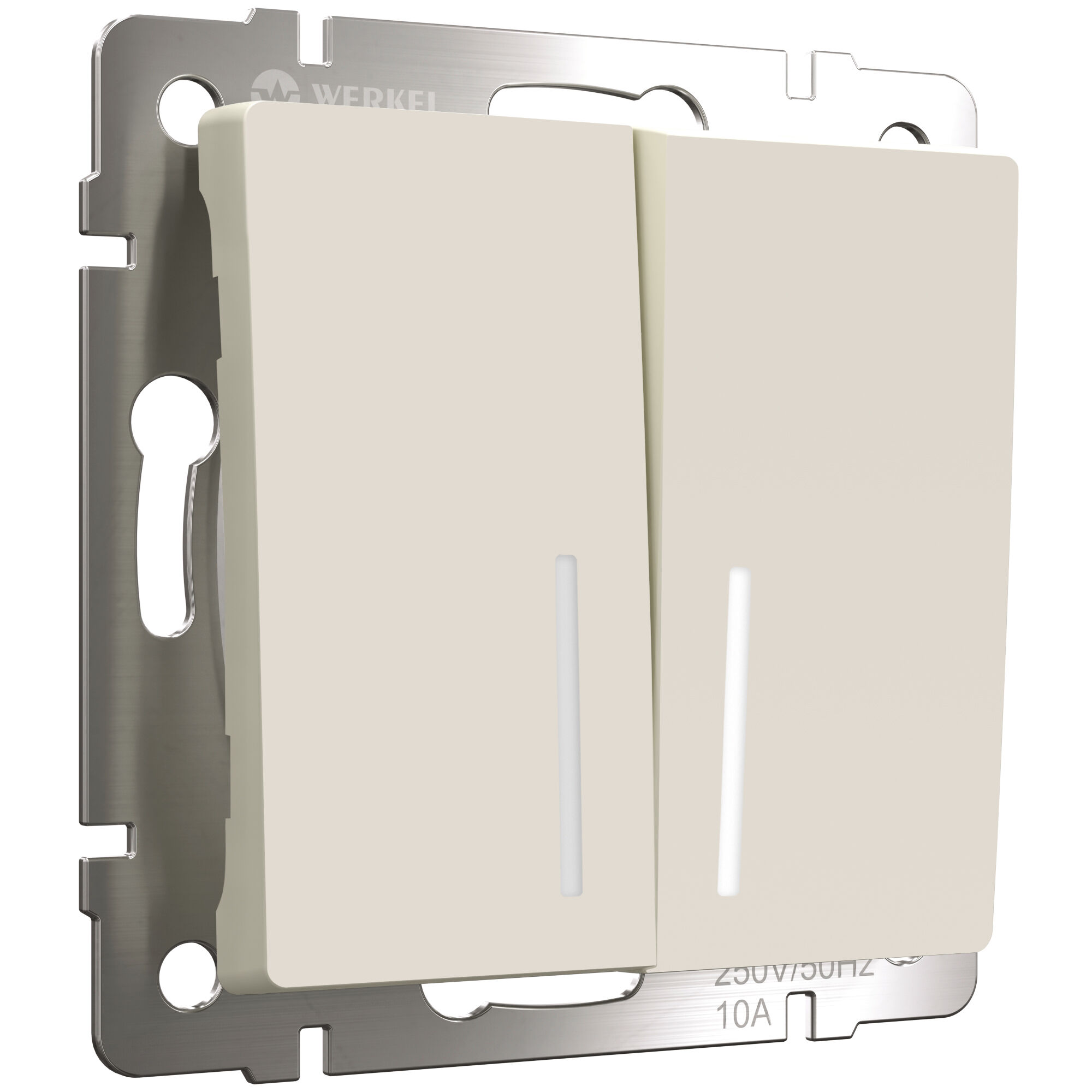 Выключатель двухклавишный с подсветкой Werkel (айвори матовый) W1120162