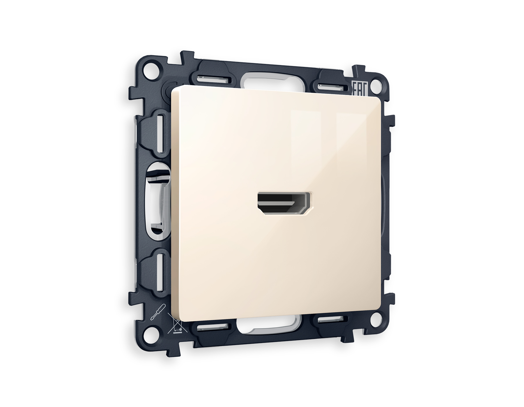 MA314010 Комплект механизма розетки HDMI 2.0 ALFA Бежевый глянец 40V/500mA 2.0GHz 5-18Gbit/s QUANT (AP3140, VM222)