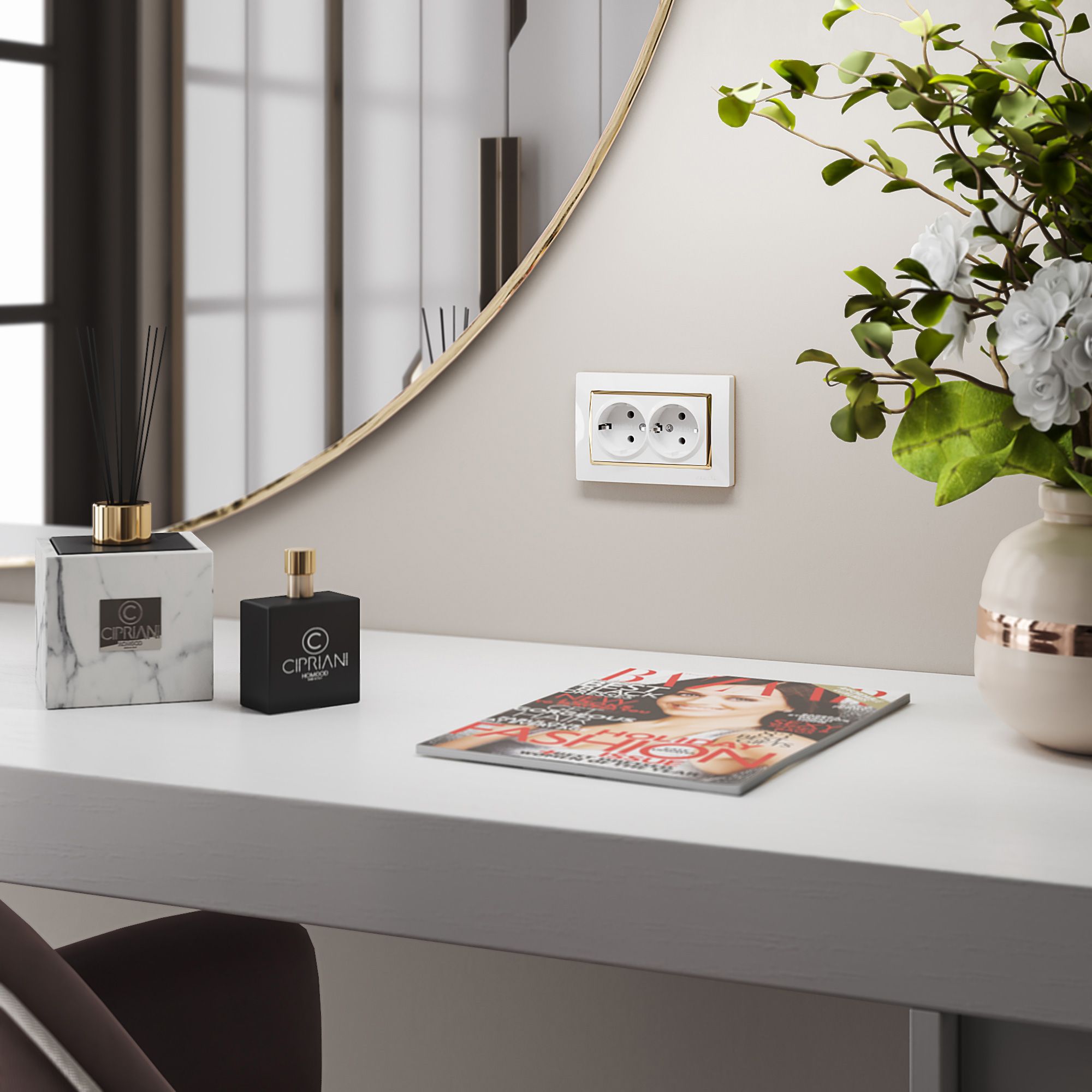 Розетка двойная c заземлением WERKEL (белый) WL01-SKG-02-IP20 / W1172001 / a033471