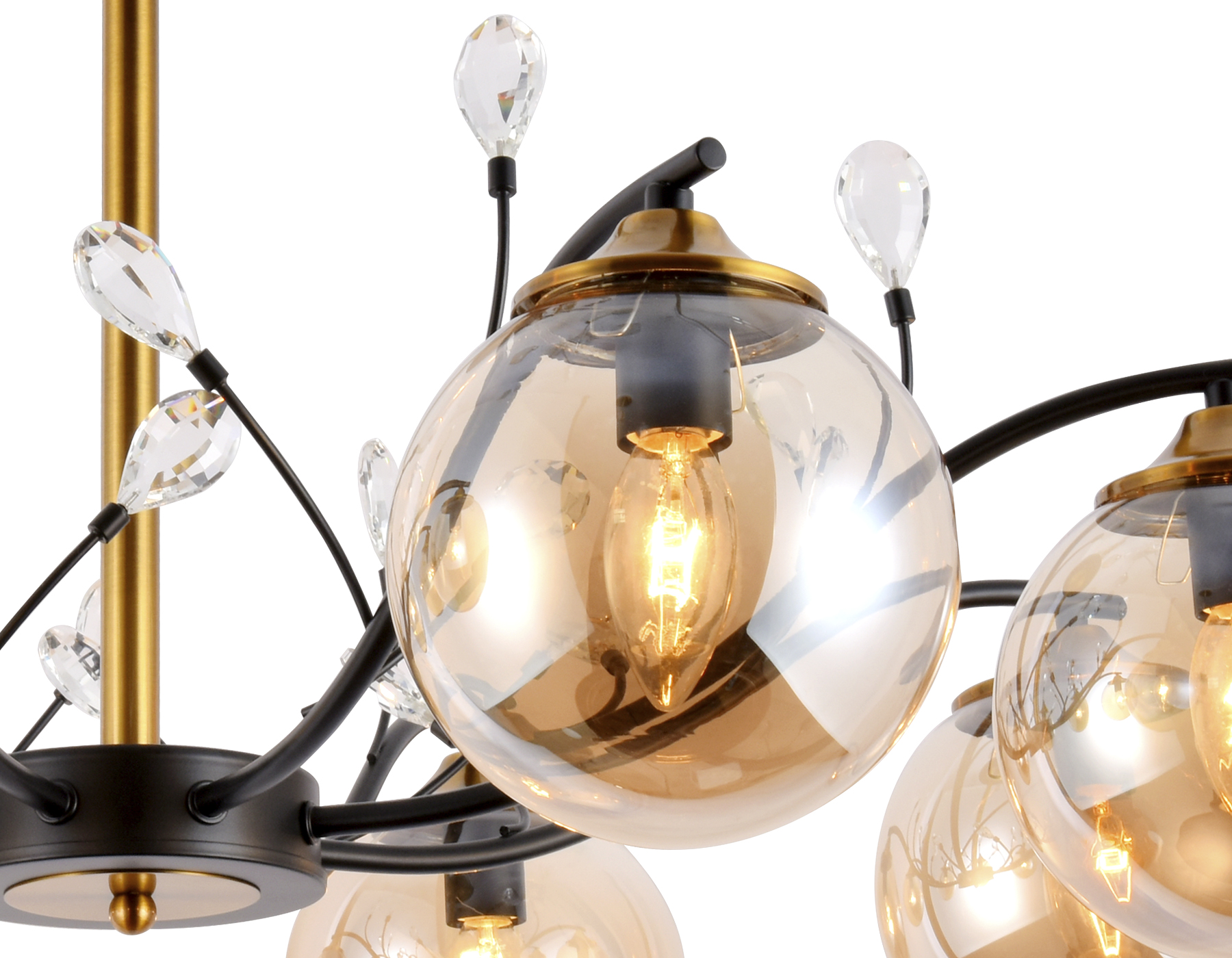 Подвесная люстра Ambrella TR9076 черный/янтарь E14 max 40W D850*420