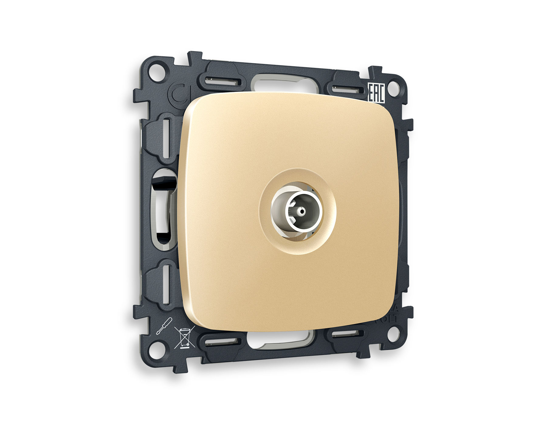 MO613010 Комплект механизма TV розетки оконечной OMEGA Шампань 50-870 MHz 1dB QUANT (OP6130, VM202)