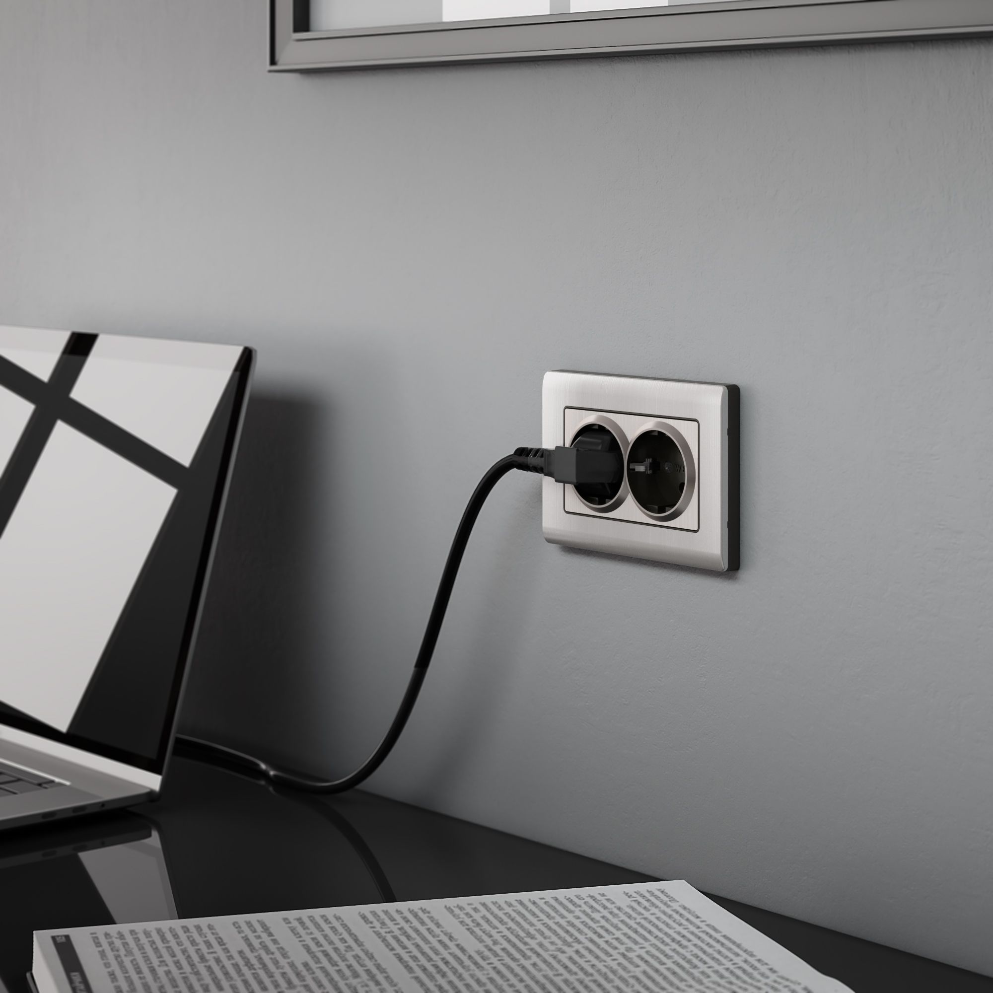 Рамка WERKEL для двойной розетки (глянцевый никель) WL02-Frame-01-DBL / W0081602 / a047236